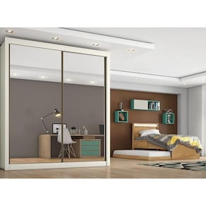 Roupeiro Zurique 2 Portas Espelhada 100 Mdf Off White