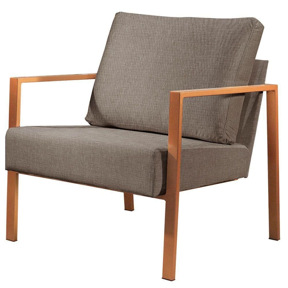 Poltrona Sophia Metal Industrial Bronze Castellar Móbile Cappuccino