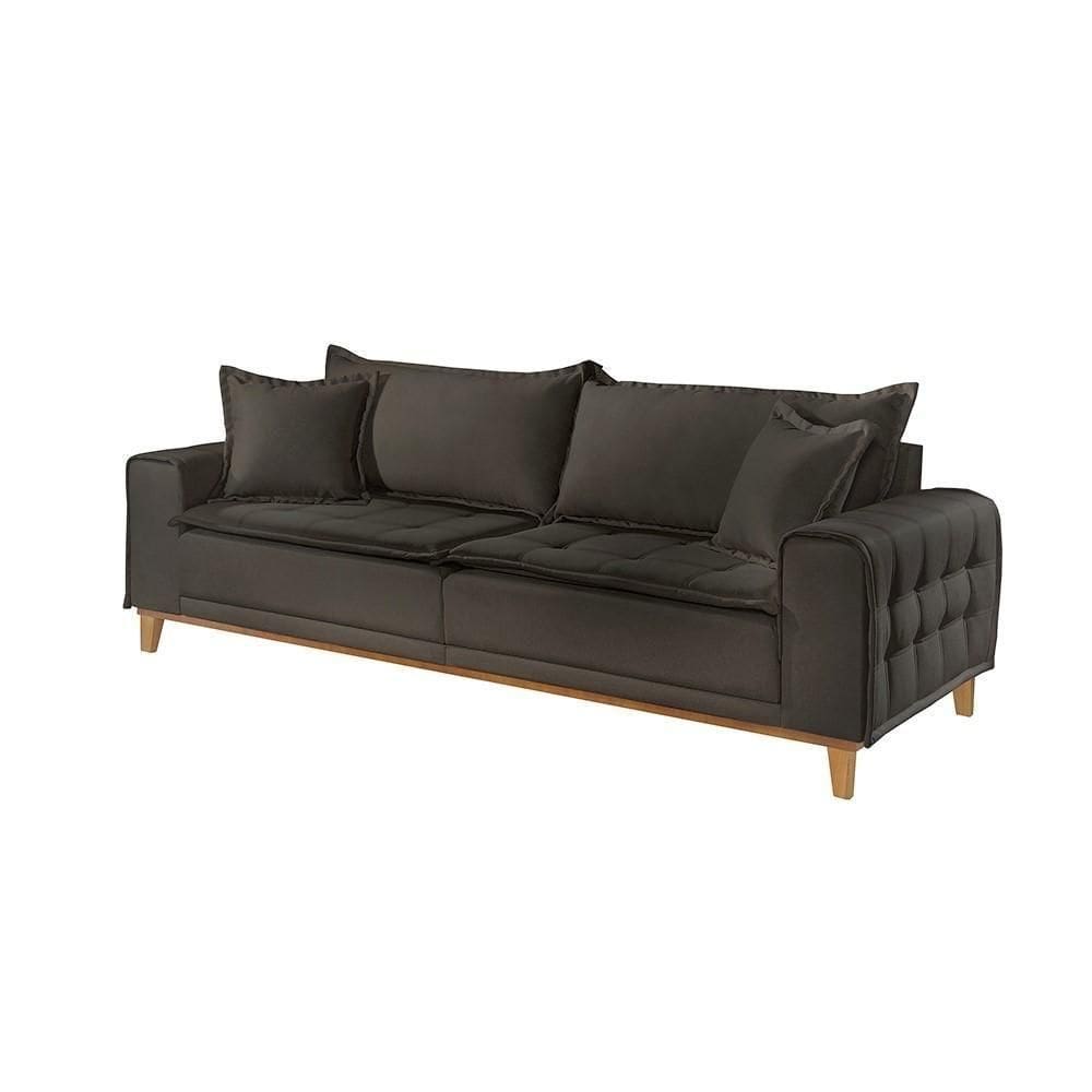 Sofá Fixo Orfeu 3 Lugares Luxo 2,00m Castellar Móbile Veludo Chumbo