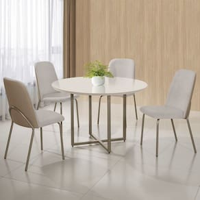 Conjunto Sala de Jantar Mesa com 4 Cadeiras California Cinza/Marrom Claro