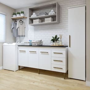 Lavanderia Modulada 1 Armário Multiuso e Balcão Osasco Branco