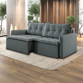 Sofá Cama Retrátil e Reclinável 2 Módulos 260 Cm Flórida Cinza
