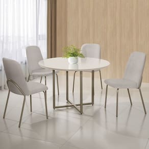 Conjunto Sala de Jantar Mesa com 4 Cadeiras California Cinza/Marrom