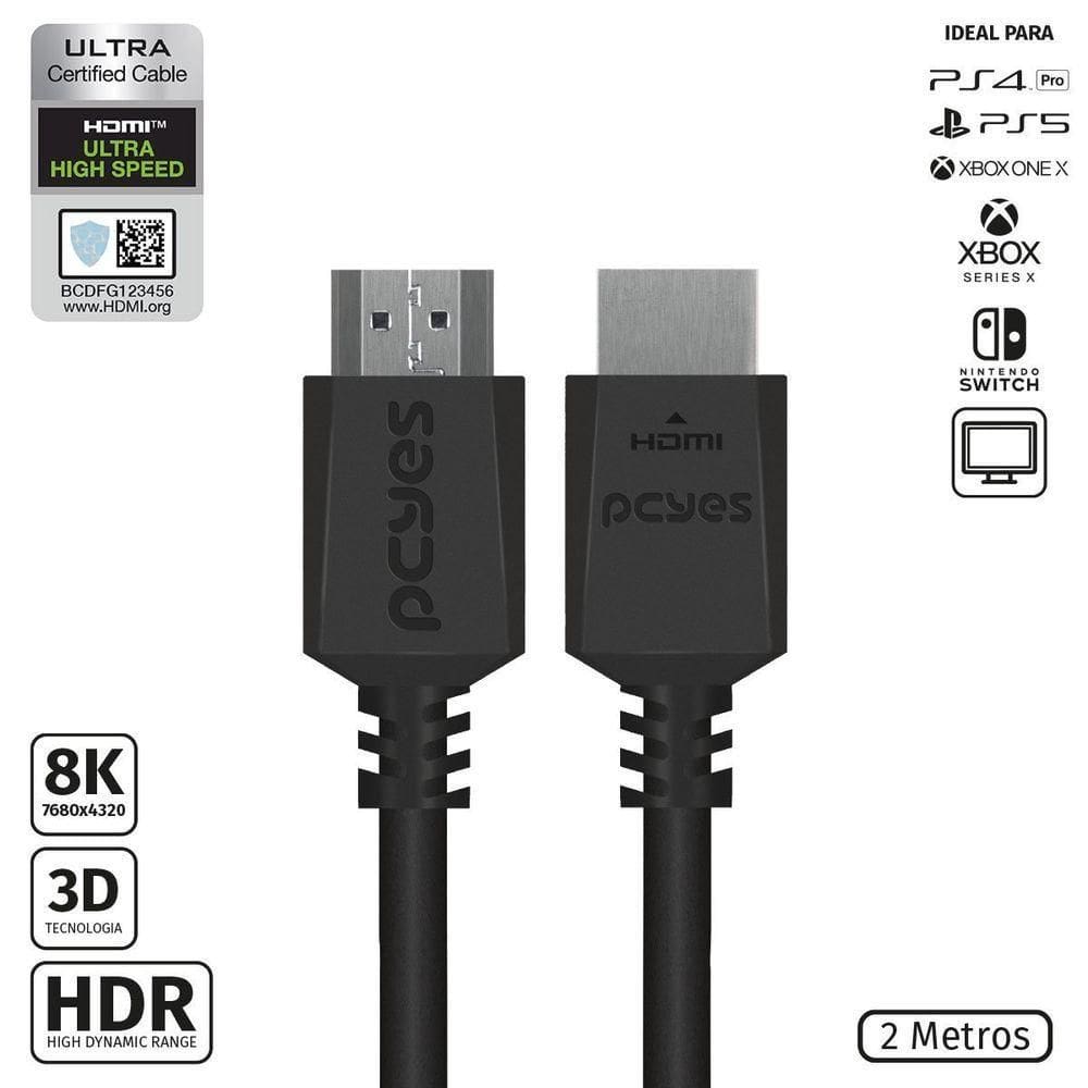 Cabo Hdmi Ultra 2.1 28awg Puro Cobre 8k 1080- 144hz 2 Metros - Phm8k-2