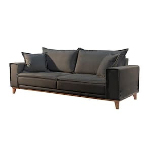Sofá Fixo Aquiles 3 Lugares Luxo 1,80m Castellar Móbile Veludo Chumbo