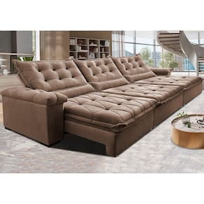 Sofá Retrátil E Reclinável 4,15M Cama Inbox Big Fresh Com SoftgelD40 Velupluma Castor