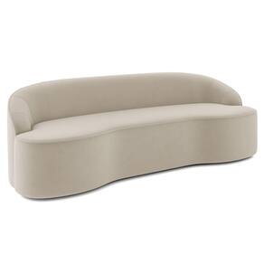 Sofá 3 Lugares Para Sala De Estar Living 210cm Theo D06 Veludo Creme - Mpozenato