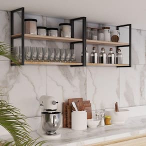 Estante 80X20Cm Industrial Para Casa Preta Flutuante