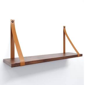 Prateleira Em Mdf Castanho 60x15cm Com Alça Cor Caramelo