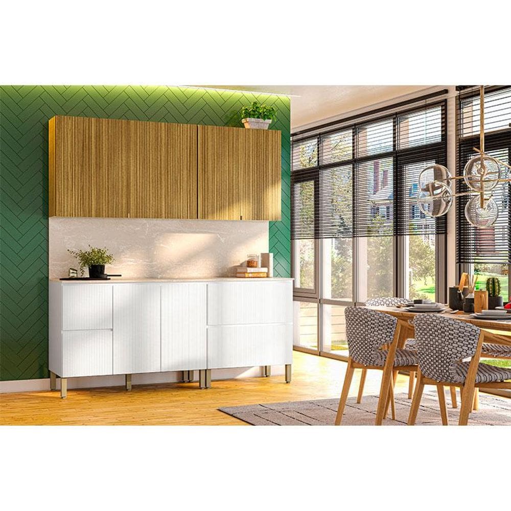 Cozinha Modulada Ambiente Art 6 Peças Freijó Ártico Riscatto- Kits Paraná