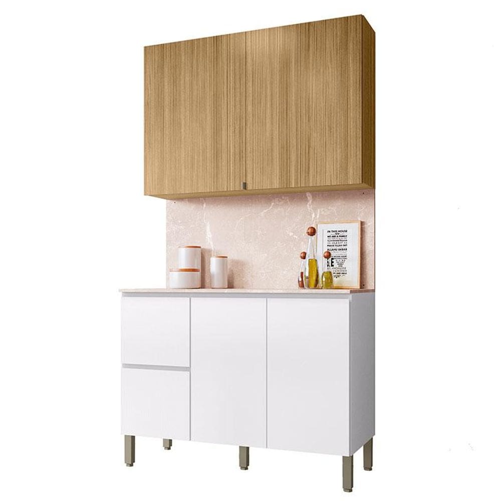 Cozinha Modulada Art 2 Peças 120cm Freijó Ártico Riscatto - Kits Paraná