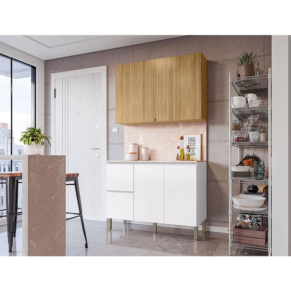 Cozinha Modulada Ambiente Art 2 Peças 120cm Freijó Ártico Riscatto - Kits Paraná