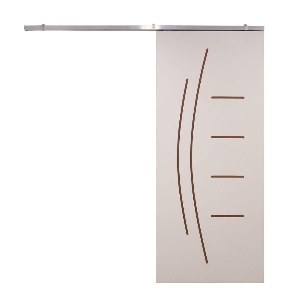 Porta De Correr Branco Prime Frisada Kit Alumínio F08 - Smile - 210x60