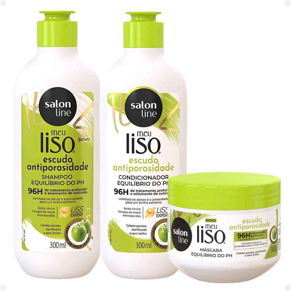 Salon Line Meu Liso Escudo Antiporosidade: Shampoo, Condicionador e Máscara