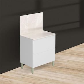 Balcão para Cozinha Ambiente Art Branco Ártico com Tampo Painel 80cm Travertino – Kits Paraná