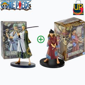KIT 2 Boneco 17cm Luffy, Zoro com Kimono One Piece - action figure