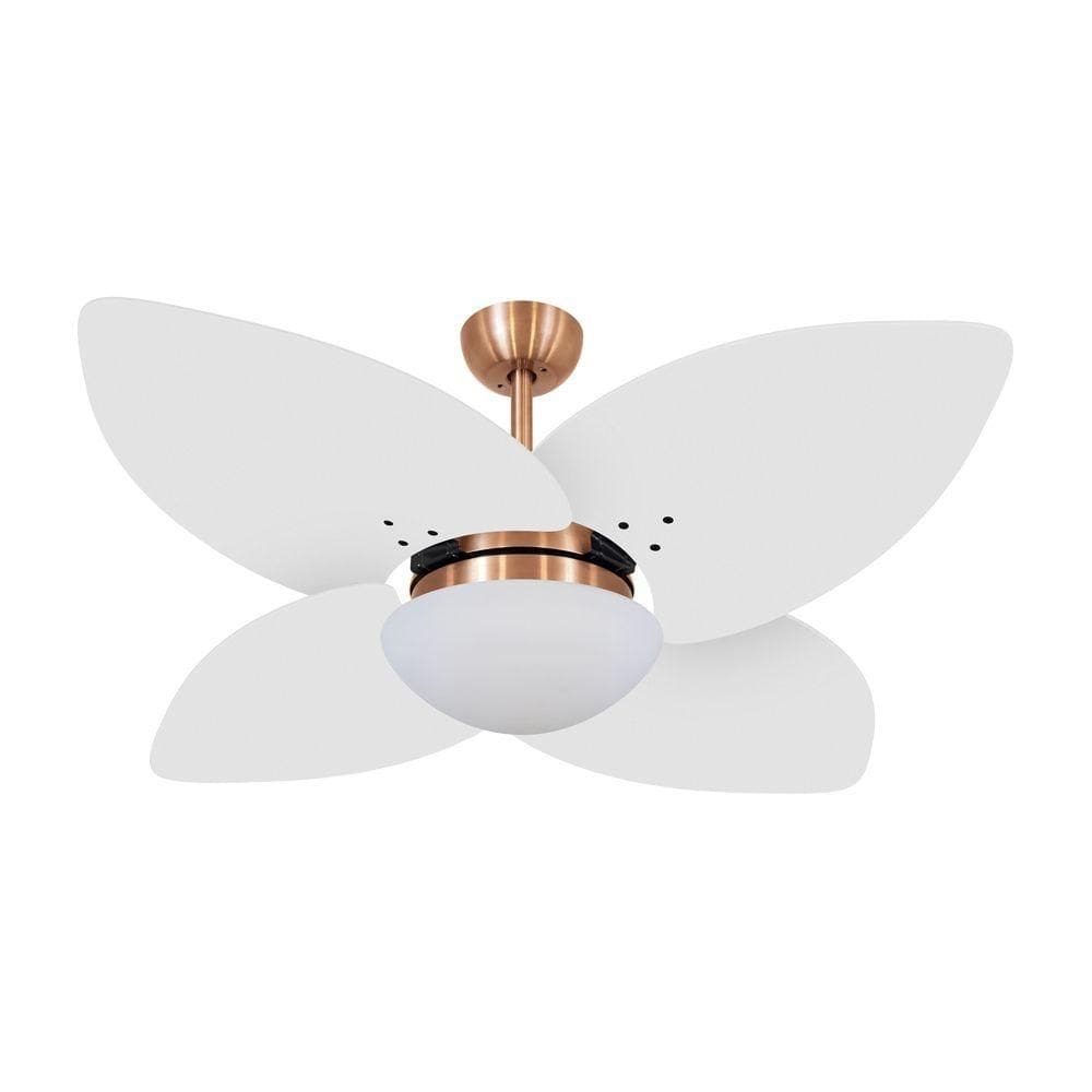 Ventilador De Teto Kovalski Cobre 4 Pás Branco 127V