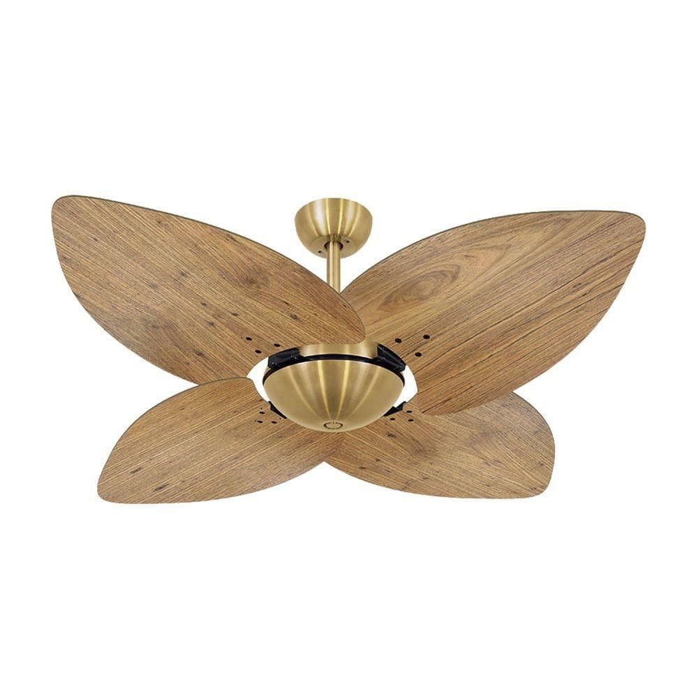 Ventilador De Teto Dourado Office 4 Pás Rádica Freijó 220v