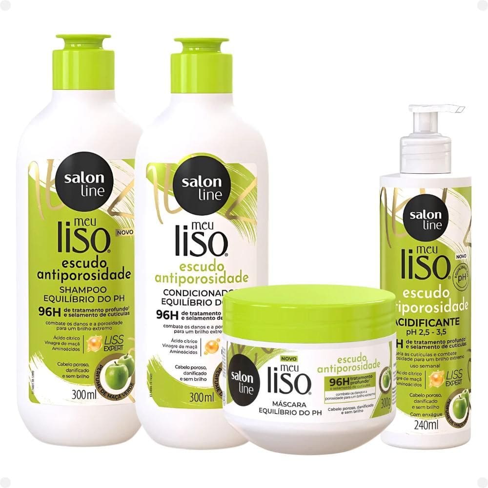 Salon Line Meu Liso Escudo Antiporosidade: Shampoo, Condicionador, Máscara e Acidificante