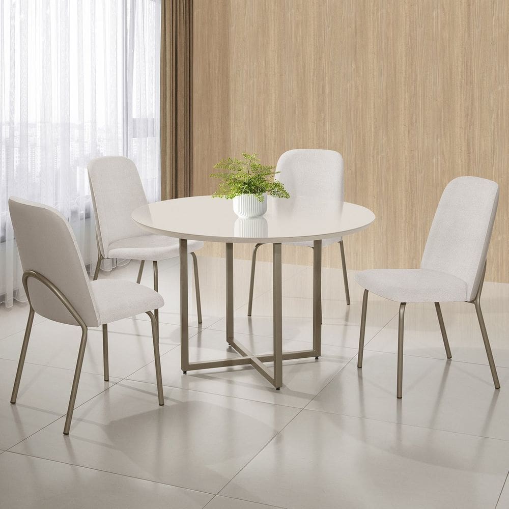 Conjunto Sala de Jantar Mesa com 4 Cadeiras California Cinza/Bege