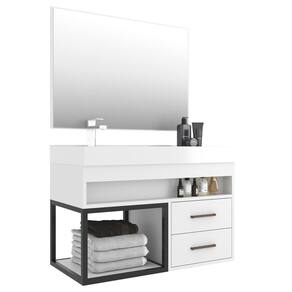 Conjunto Balcão para Banheiro com Espelheira New 80 Branco