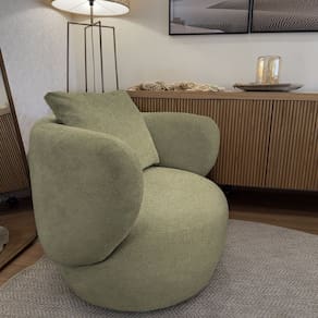 Poltrona Aro Giratória Boucle 71cm X 85cm X 91cm Verde Oliva