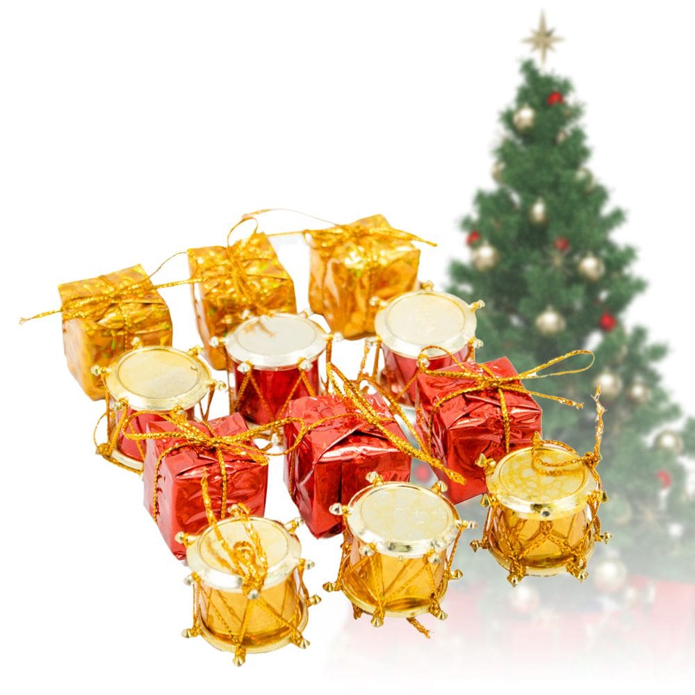 Enfeite Decoração Arvore Natal Presentes Tambor Pendurar