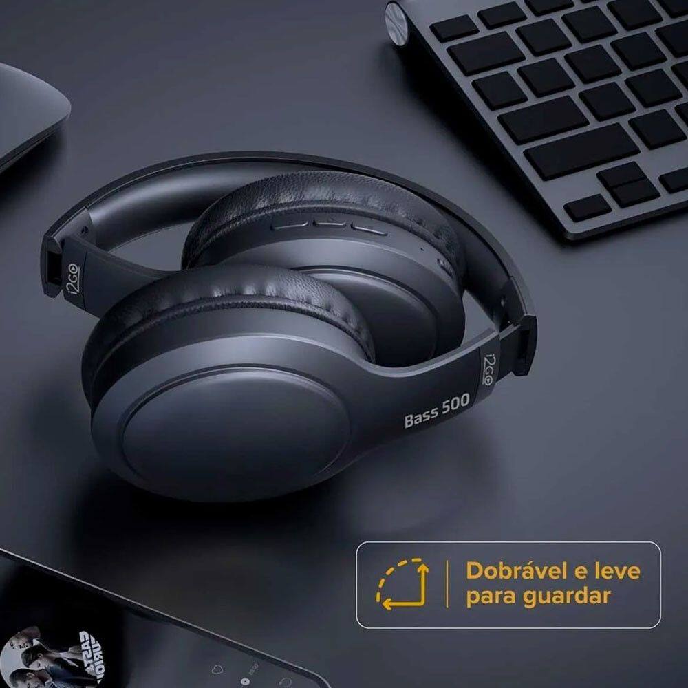 Headphone Bluetooth BASS 500 i2GO com Microfone | Casas Bahia