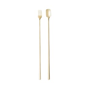 Conjunto 4 Peças Colher e Garfo de Aço Inox Long Drink Champ