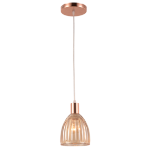 Lustre/Pendente em Vidro Mooca Cobre/Rose Gold -  Estilo Retrô Moderno E27