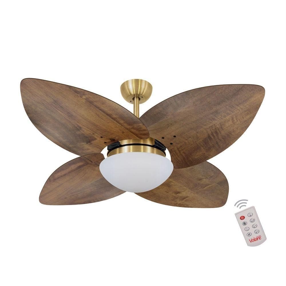 Ventilador De Teto Dourado 4 Pás Rádica 127v C/ Controle