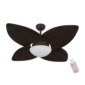 Ventilador De Teto Marrom Texturizado 4 Pás 127v C/ Controle