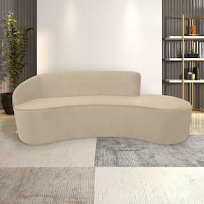 Sofá Decorativo 3 Lugares 210Cm Abby Encosto Esquerdo Curvo Veludo Creme G15 - Gran Belo