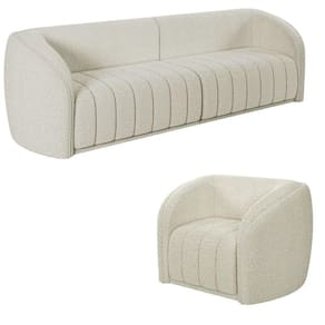 Sofá Decorativo 3 Lugares 292cm E Poltrona Meris M22 Bouclê Cru - Mpozenato