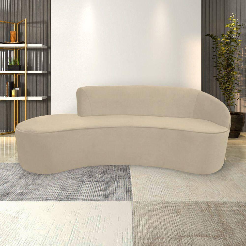 Sofá Decorativo 3 Lugares 210Cm Abby Encosto Direito Curvo Veludo Creme G15 - Gran Belo