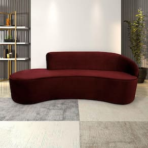 Sofá Decorativo 3 Lugares 210Cm Abby Encosto Direito Curvo Veludo Vinho G15 - Gran Belo