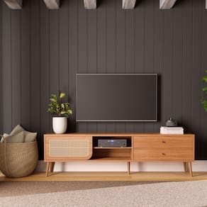 Rack Tela Para Tv Em Mdf 220 Cm Com 2 Gavetas E Porta De Correr Freijó Dalla Costa Tb311jj