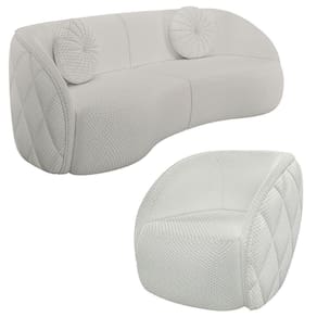 Sofá Decorativo 3 Lugares 240cm Com Almofadas E Poltrona Zion M22 Linho Cru - Mpozenato