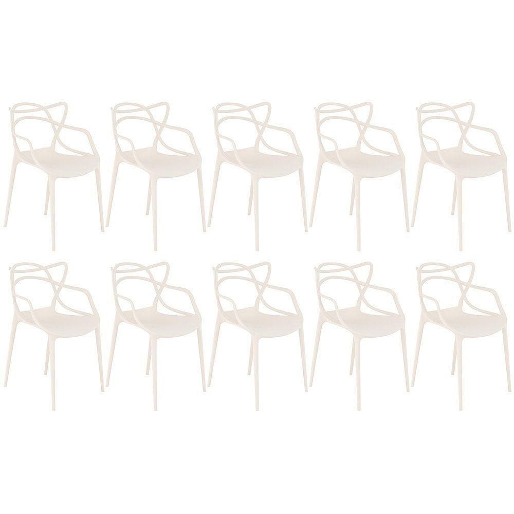 Kit 10 Cadeiras Design Jantar Cozinha Masters Allegra Creme