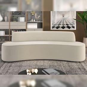 Sofá Decorativo 3 Lugares 210Cm Bélgica Curvo Veludo Creme G15 - Gran Belo