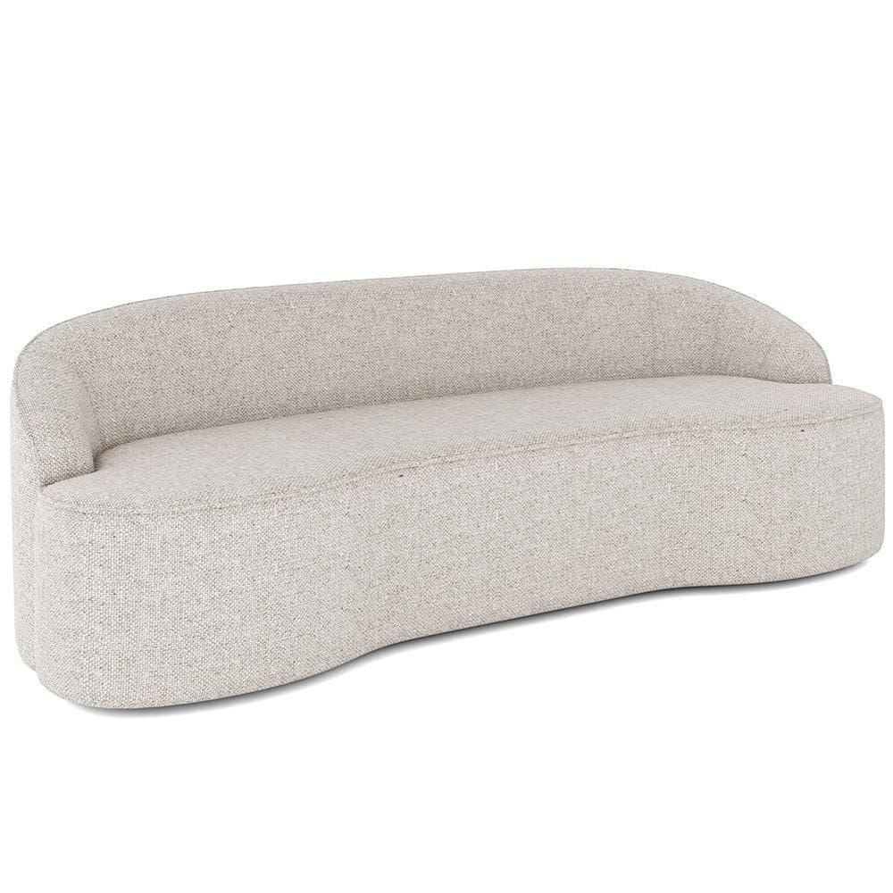 Sofá 3 Lugares Curvo Sala De Estar Living Lótus D02 Linho Cru 210 Cm D-461