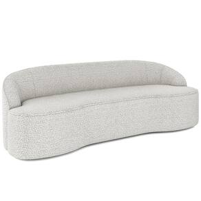 Sofá 4 Lugares Curvo Sala De Estar Living Lótus D02 Bouclê Creme 260 Cm B-54