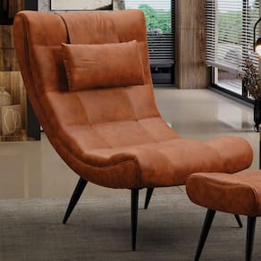 Poltrona Decorativa Sala De Estar Pés Palito Letty Pu Nozes G19 - Gran Belo