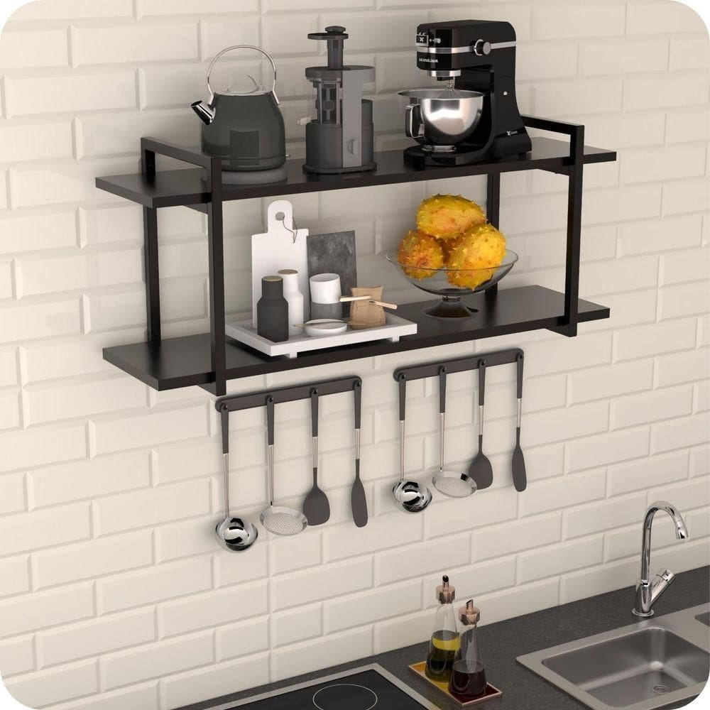 Prateleira Estilo Industrial Cozinha De Parede Gnd Pp 120Cm