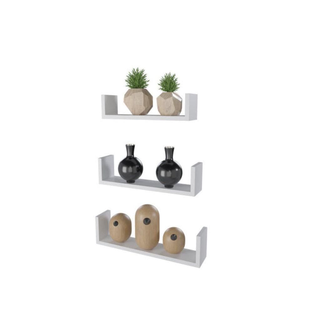 Prateleira Com Aba Estilo 3 Peças - Dicarlo Branco