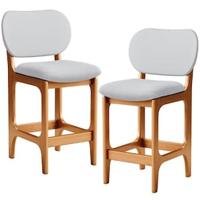 Kit 02 Banquetas Baixa Bar Cozinha E Sala De Jantar Fixa Betta L02 Imbuia Linho Cinza