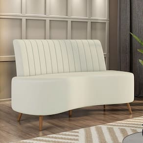 Sofá Living Decorativo 2 Lugares 1,60m Katara Bege Claro Veludo G33 - Gran Belo