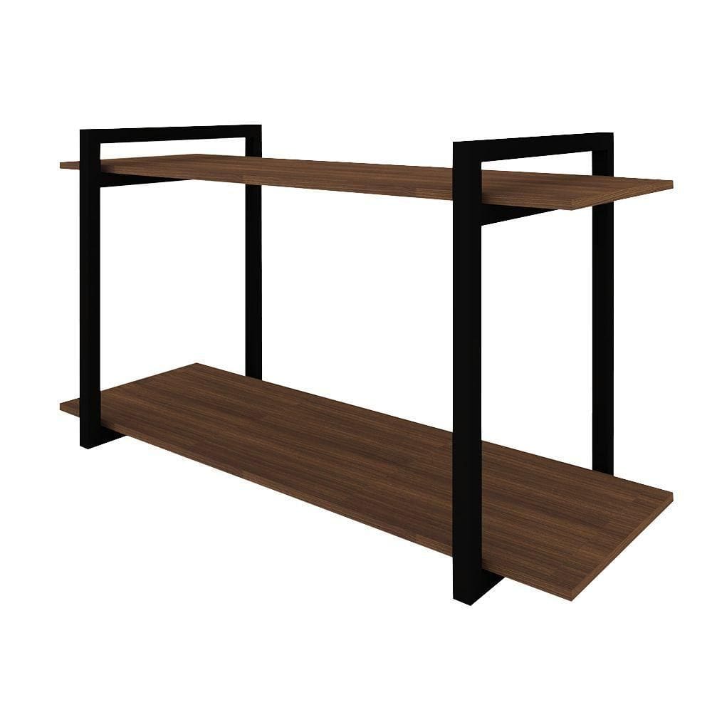 Nicho Industrial Paris Preto E Tampo Imbuia 80 Cm - Marrom