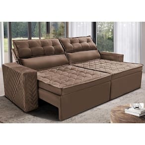 Sofá Retrátil E Reclinável 2,00m Cama Inbox Charm Velusoft Castor