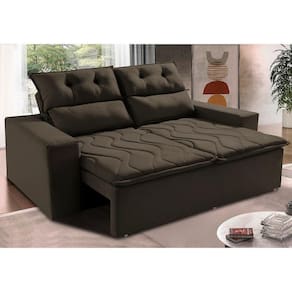 Sofá Retrátil E Reclinável 1,50m Cama Inbox Smal Com Bordado Pantográfico Suede Café
